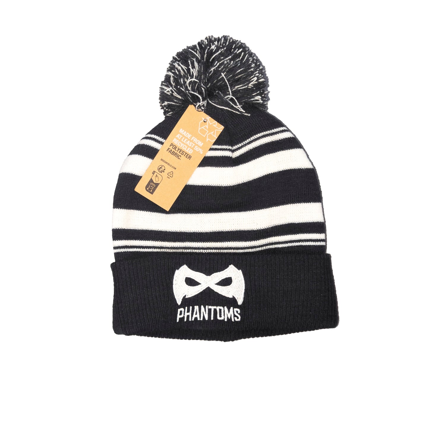 Striped Fan Bobble Hat
