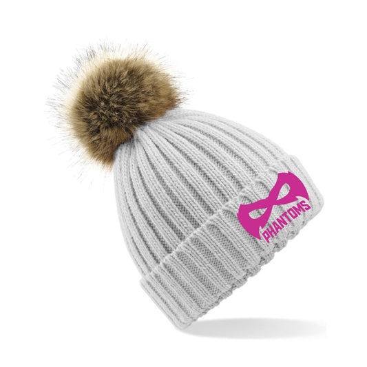Chunky Grey Ladies Bobble Hat