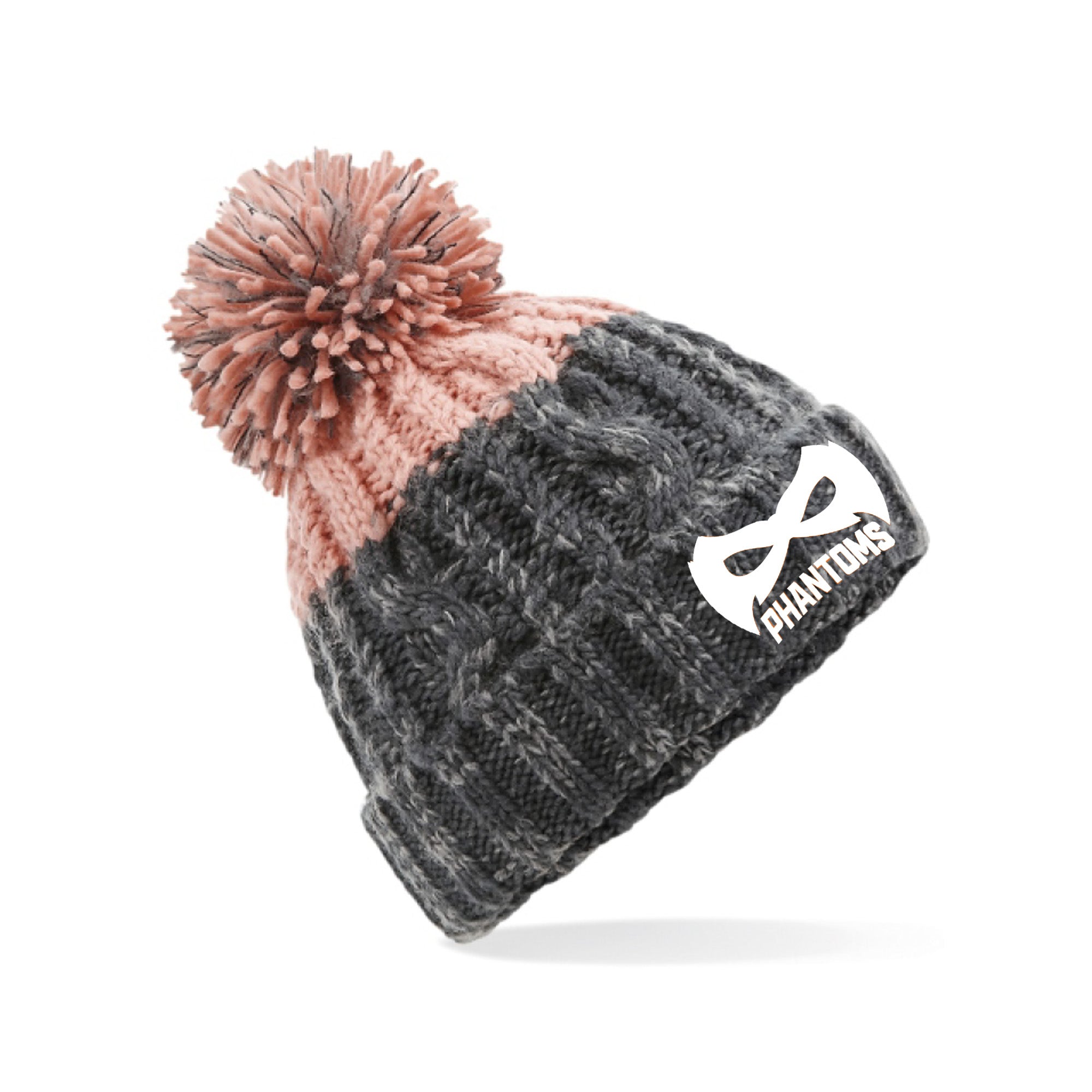 Grey and deals pink bobble hat